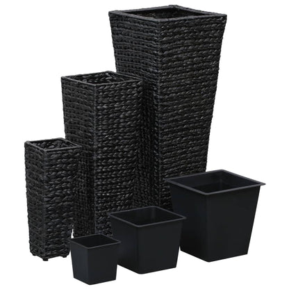 Garden Planters 3 pcs Water Hyacinth Black - 30×30×80cm