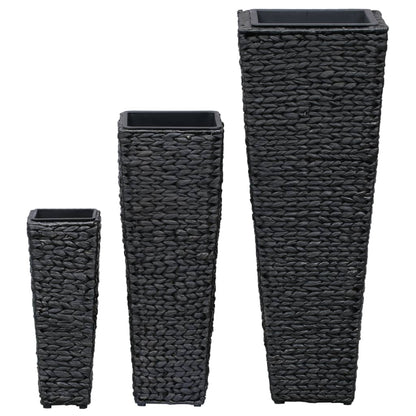 Garden Planters 3 pcs Water Hyacinth Black - 30×30×80cm