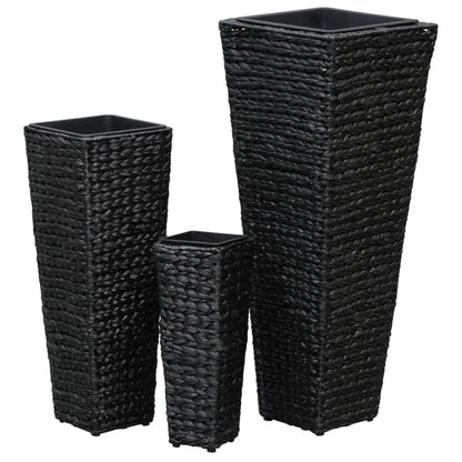 Garden Planters 3 pcs Water Hyacinth Black - 30×30×80cm