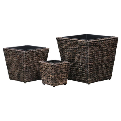 Garden Planters 3 pcs Water Hyacinth Brown - 40×40×40cm