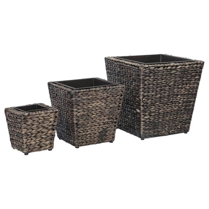 Garden Planters 3 pcs Water Hyacinth Brown - 40×40×40cm