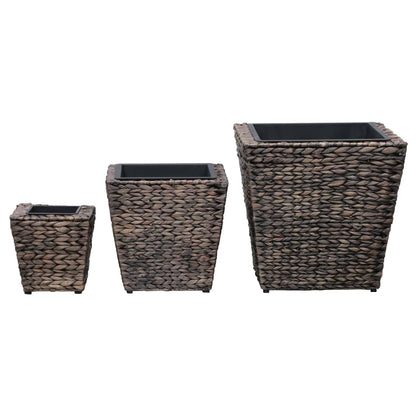 Garden Planters 3 pcs Water Hyacinth Brown - 40×40×40cm