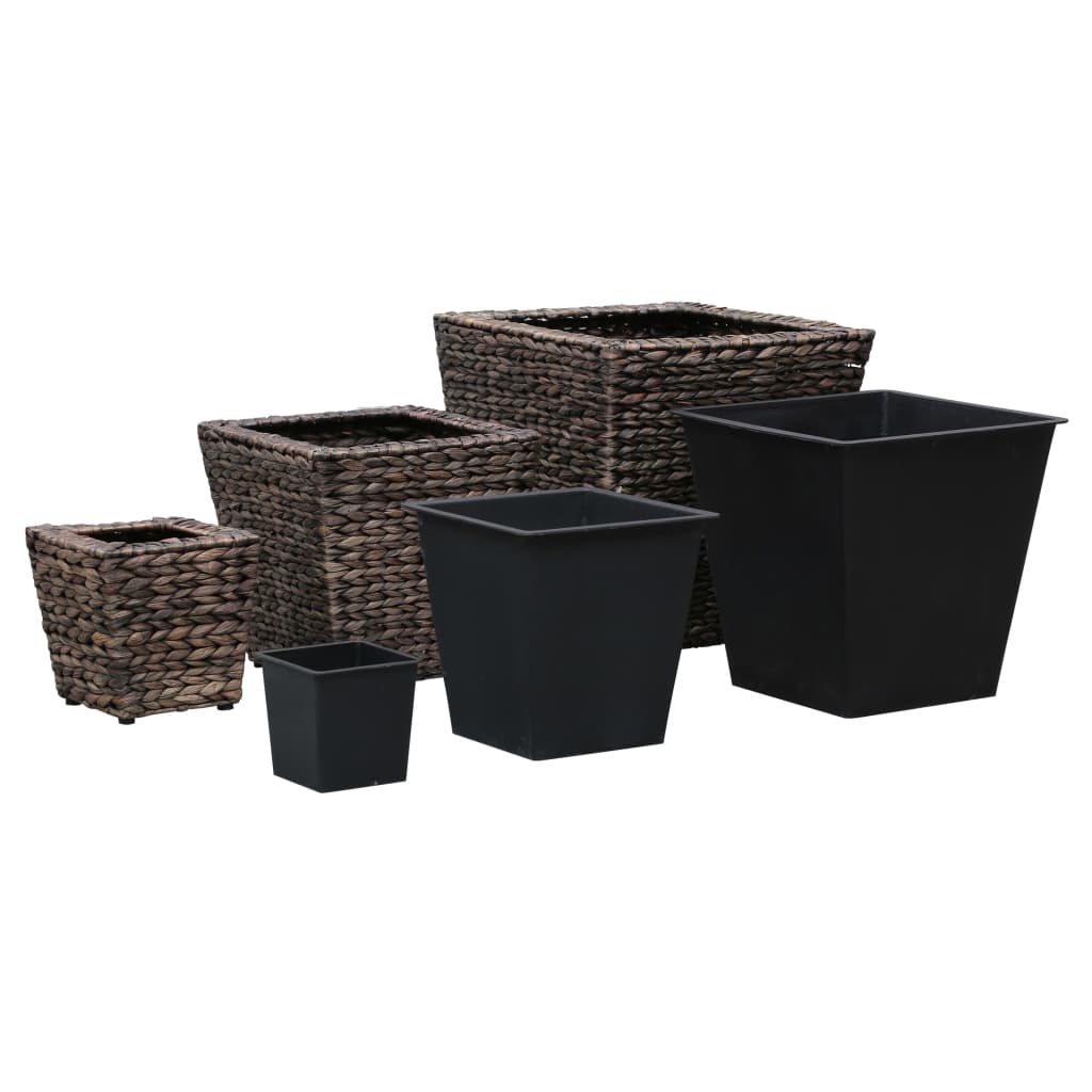 Garden Planters 3 pcs Water Hyacinth Brown - 40×40×40cm