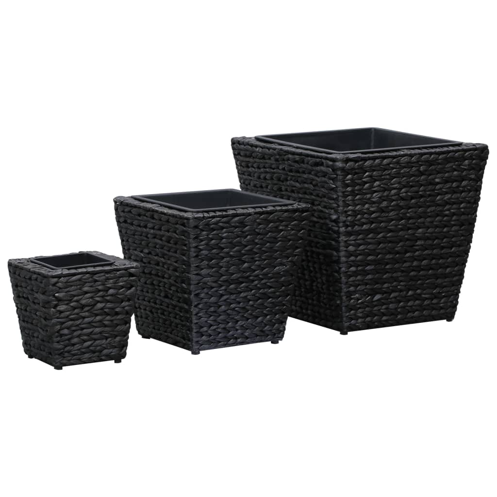 Garden Planters 3 pcs Water Hyacinth Black - 40×40×40cm