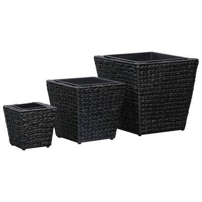 Garden Planters 3 pcs Water Hyacinth Black - 40×40×40cm