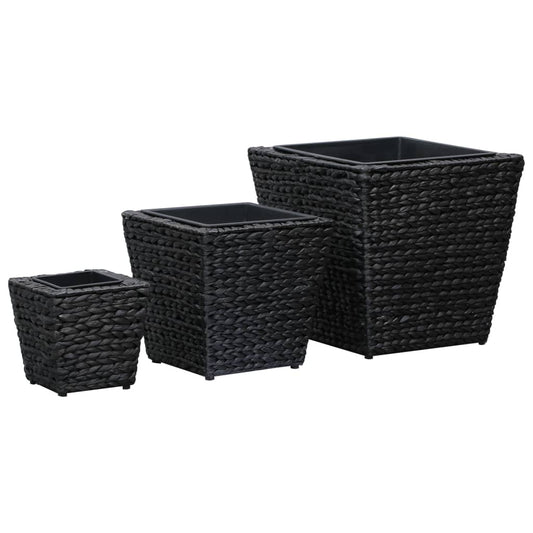 Garden Planters 3 pcs Water Hyacinth Black - 40×40×40cm