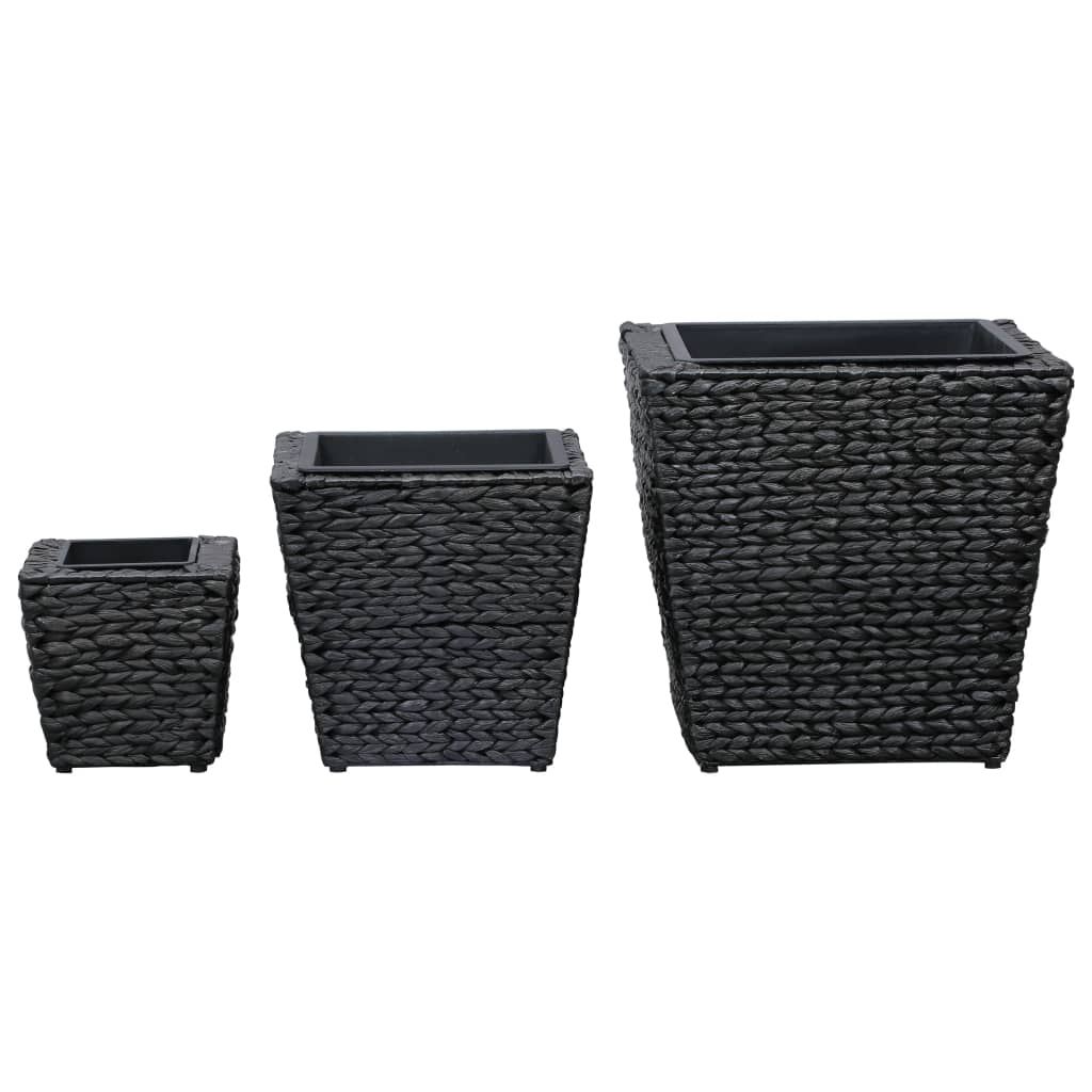 Garden Planters 3 pcs Water Hyacinth Black - 40×40×40cm