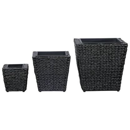 Garden Planters 3 pcs Water Hyacinth Black - 40×40×40cm