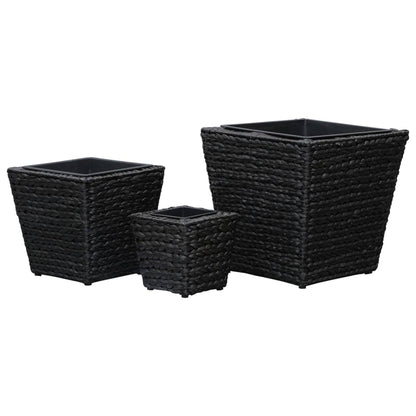 Garden Planters 3 pcs Water Hyacinth Black - 40×40×40cm