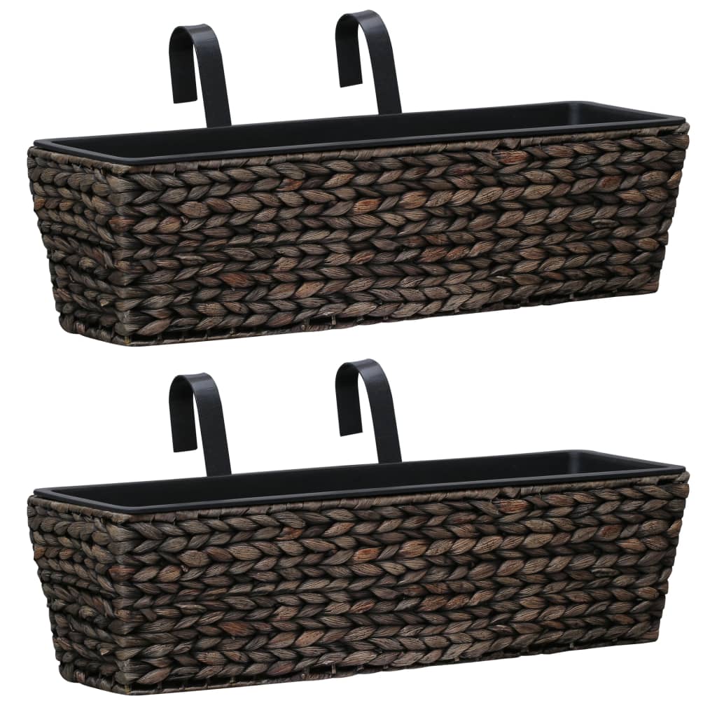 Garden Planters 2 pcs Water Hyacinth Brown - 60×20×18cm