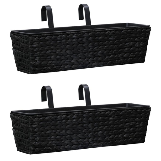 Garden Planters 2 pcs Water Hyacinth Black - 60×20×18cm