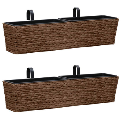 Garden Planters 2 pcs Water Hyacinth Brown - 80×20×18cm
