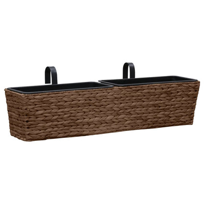 Garden Planters 2 pcs Water Hyacinth Brown - 80×20×18cm
