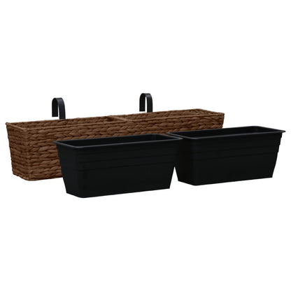 Garden Planters 2 pcs Water Hyacinth Brown - 80×20×18cm