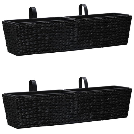 Garden Planters 2 pcs Water Hyacinth Black - 80×20×18cm