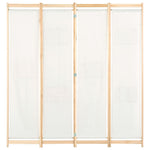 4-Panel Room Divider Cream Fabric