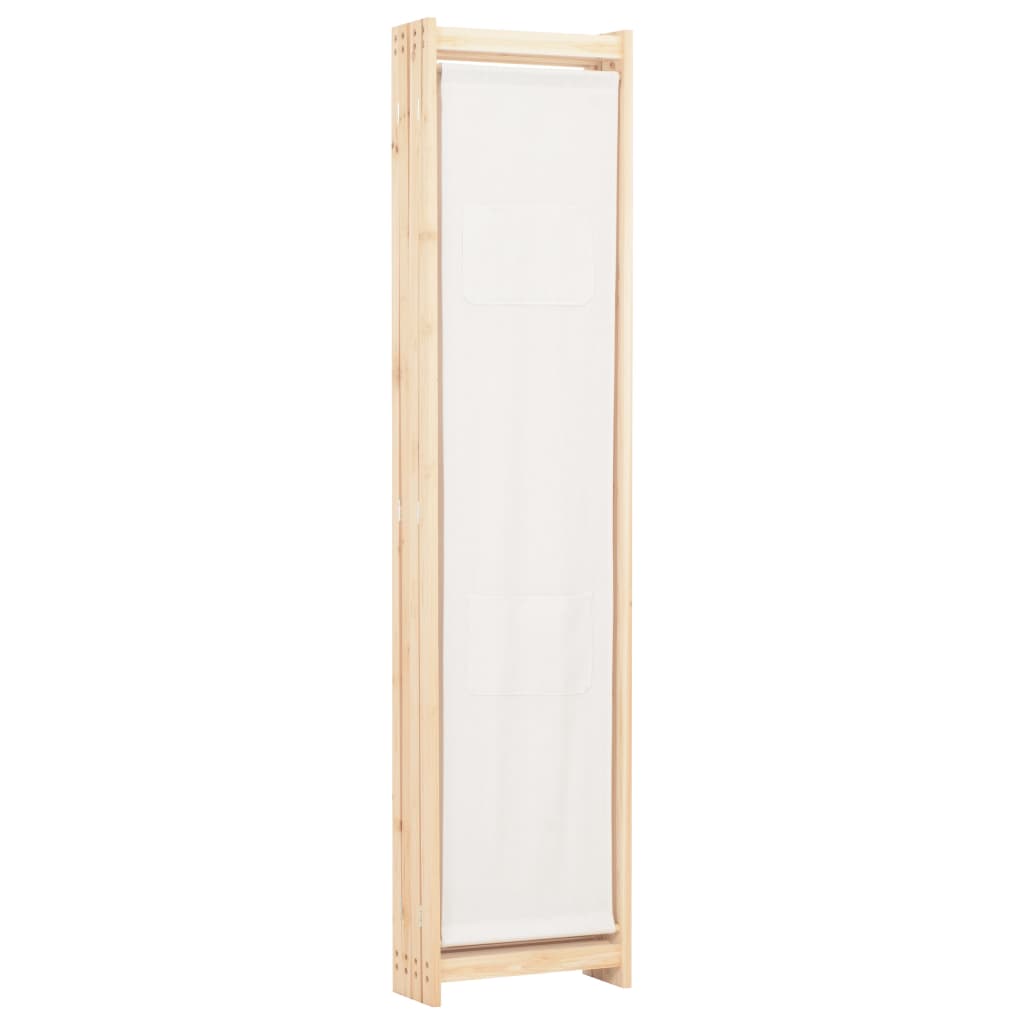 4-Panel Room Divider Cream Fabric