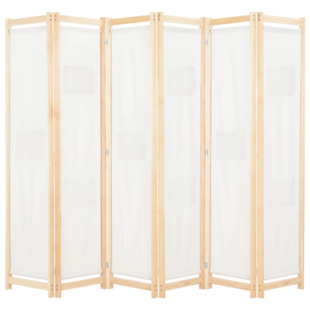 6-Panel Room Divider Cream Fabric