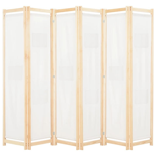 6-Panel Room Divider Cream Fabric