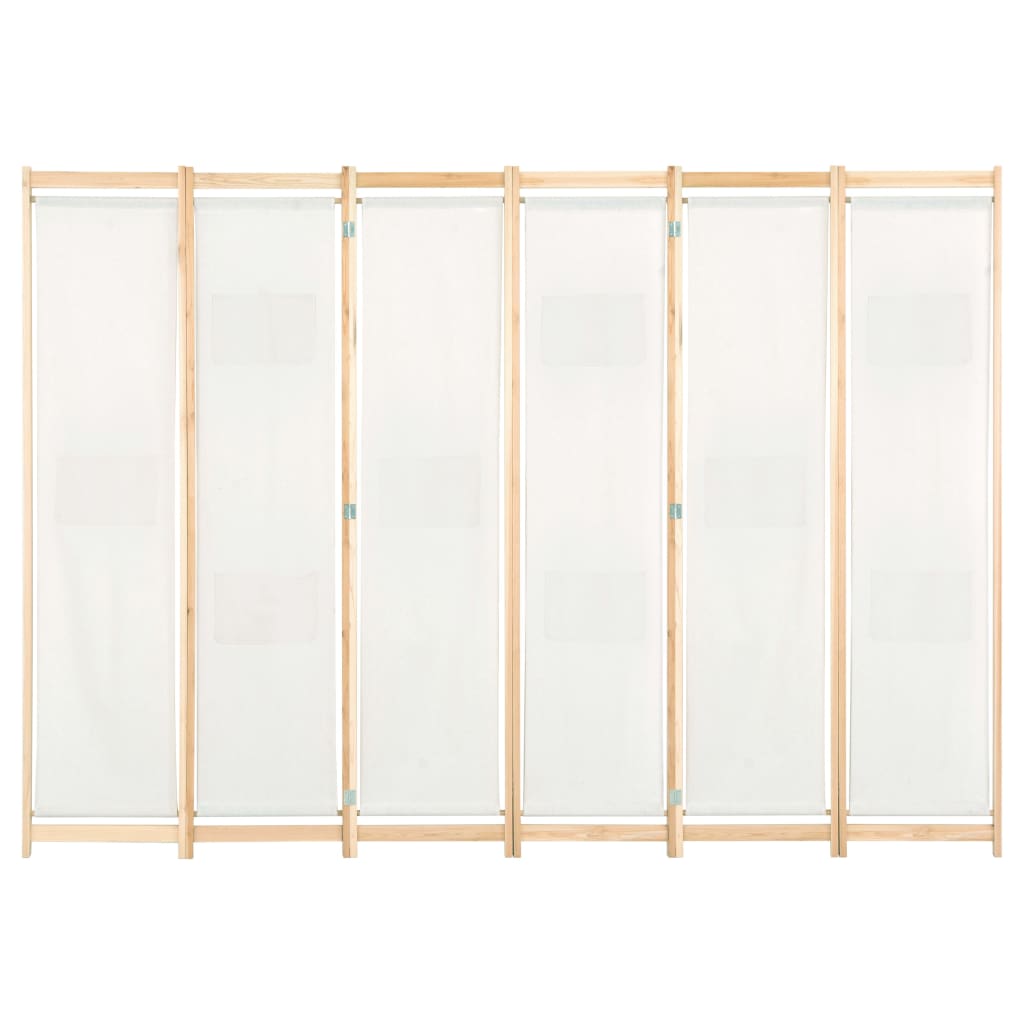 6-Panel Room Divider Cream Fabric