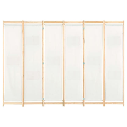 6-Panel Room Divider Cream Fabric