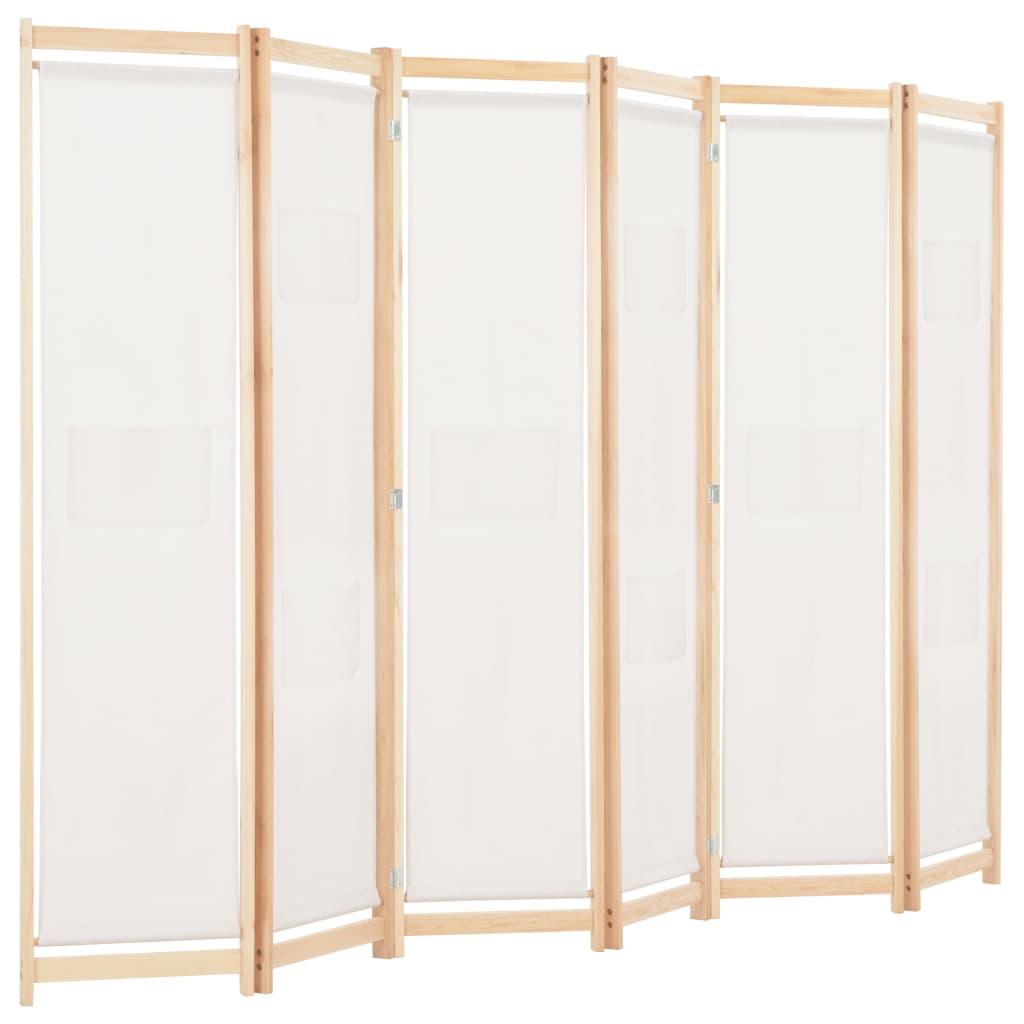 6-Panel Room Divider Cream Fabric