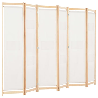 6-Panel Room Divider Cream Fabric