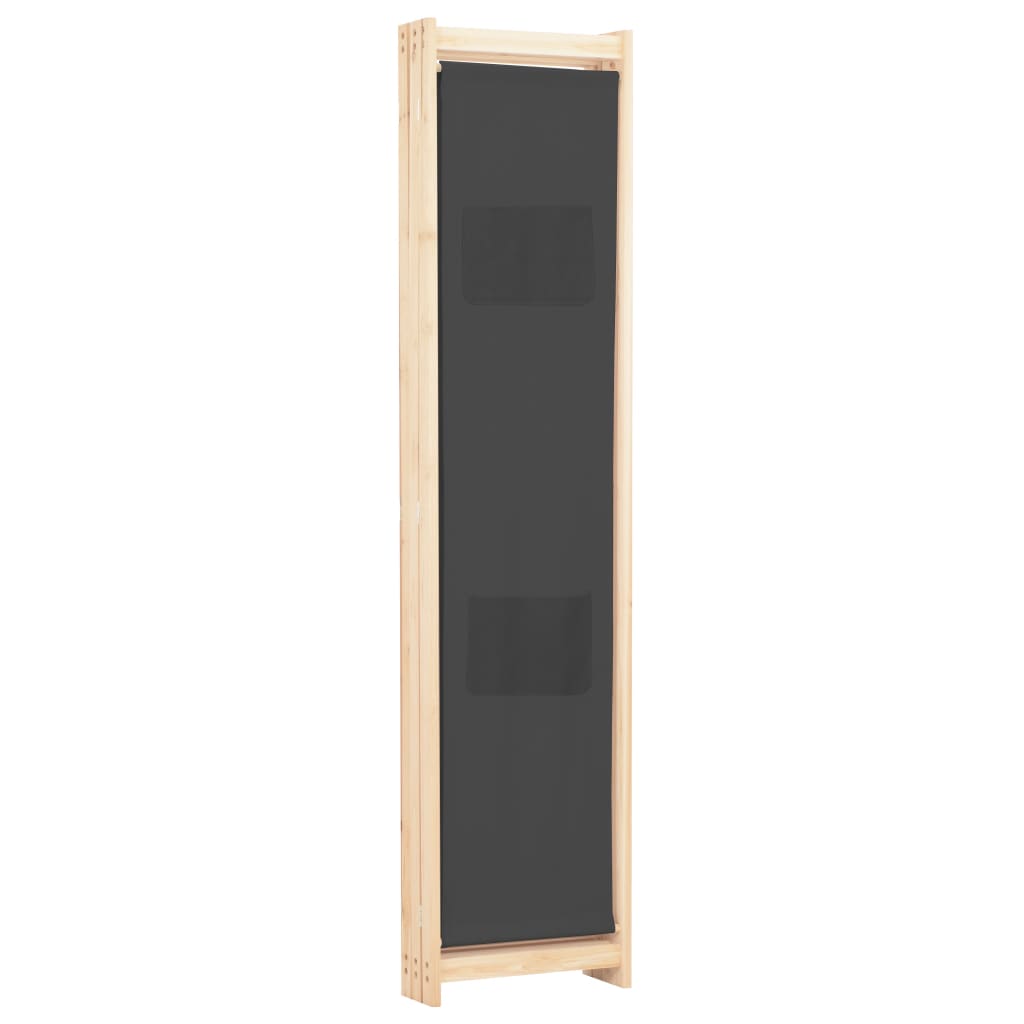 3-Panel Room Divider Grey Fabric