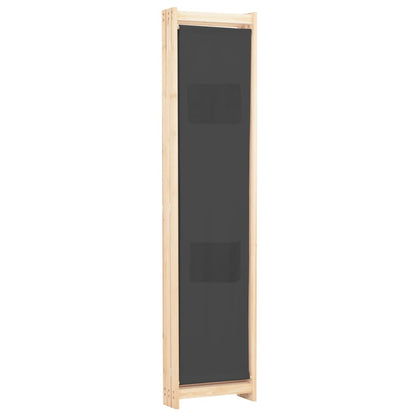 3-Panel Room Divider Grey Fabric