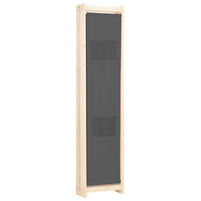 5-Panel Room Divider Grey Fabric