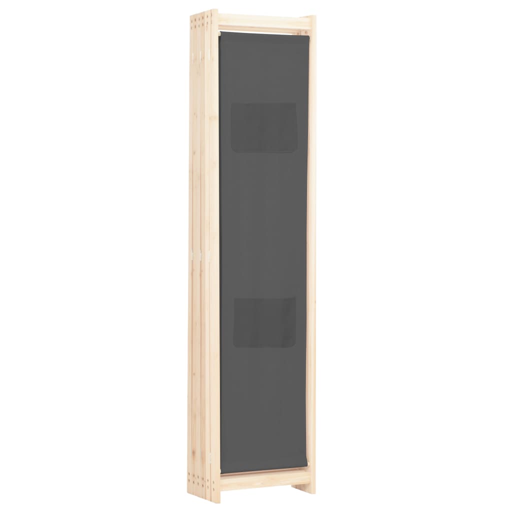 6-Panel Room Divider Grey Fabric