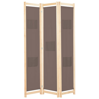 3-Panel Room Divider Brown Fabric - 120×170×4cm