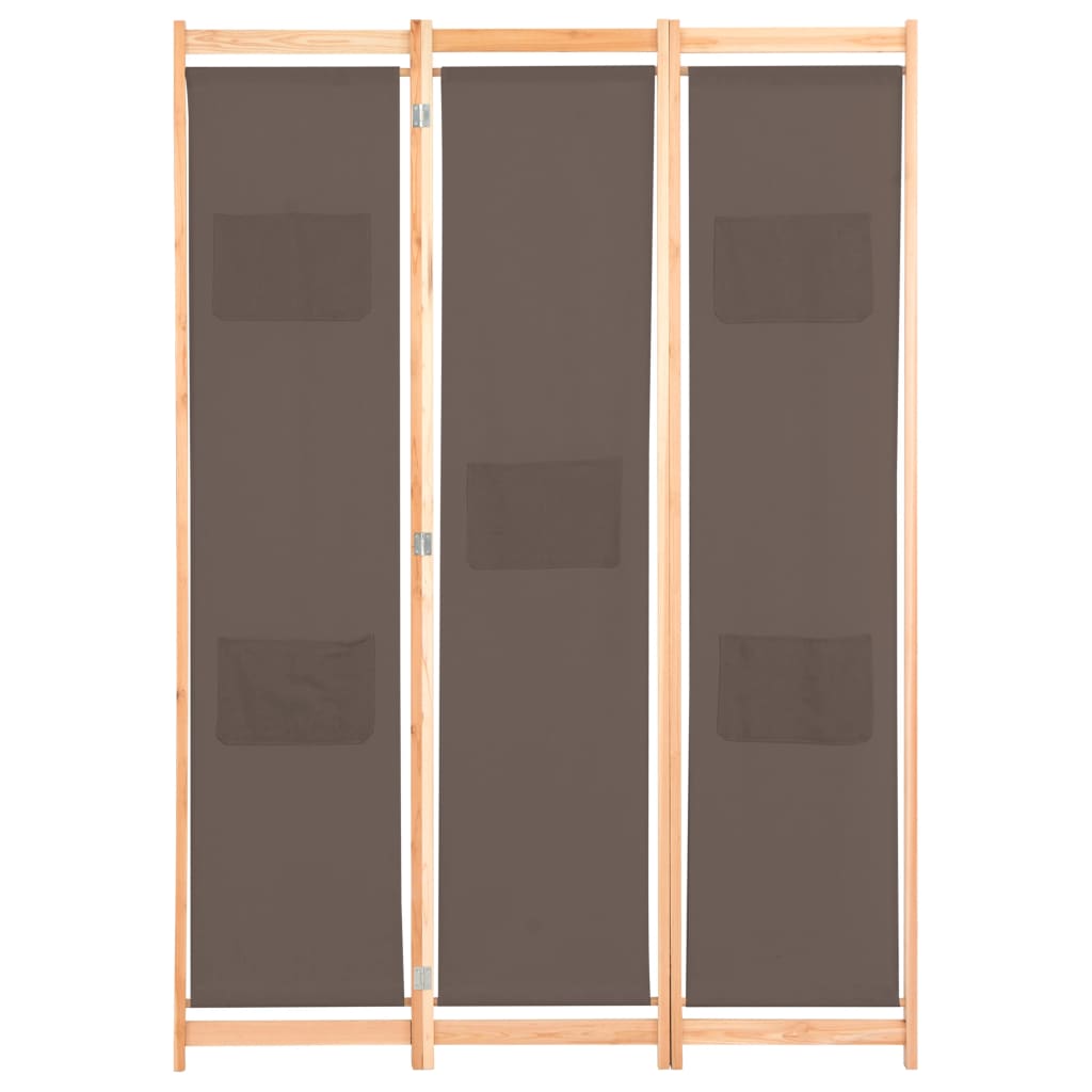 3-Panel Room Divider Brown Fabric - 120×170×4cm