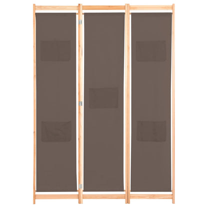 3-Panel Room Divider Brown Fabric - 120×170×4cm
