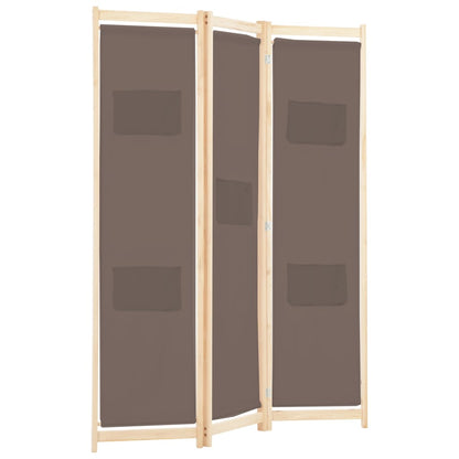 3-Panel Room Divider Brown Fabric - 120×170×4cm