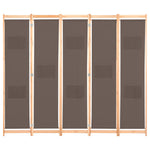 5-Panel Room Divider Brown Fabric