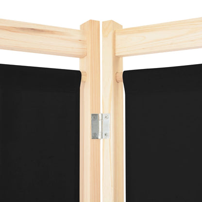 3-Panel Room Divider Black Fabric