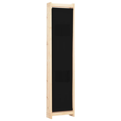 4-Panel Room Divider Black Fabric
