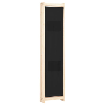 5-Panel Room Divider Black Fabric