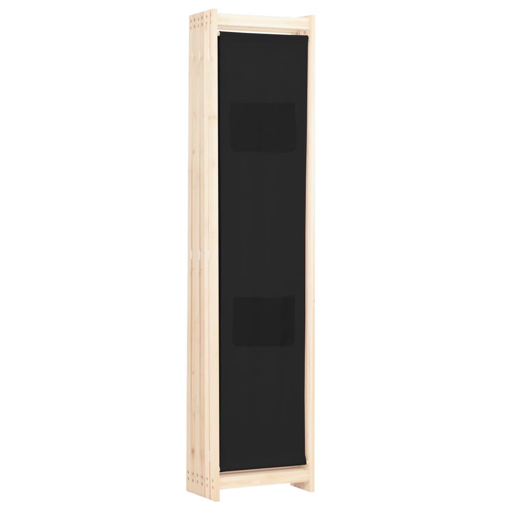 6-Panel Room Divider Black Fabric