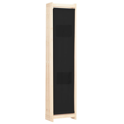 6-Panel Room Divider Black Fabric