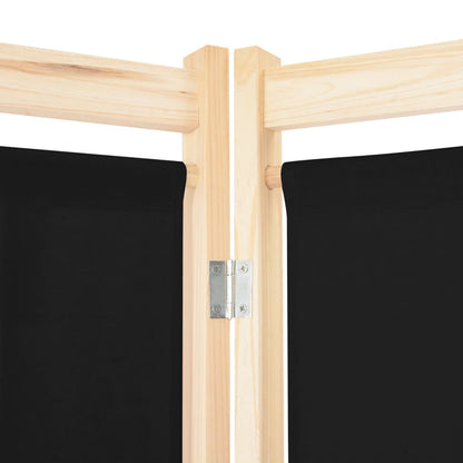 6-Panel Room Divider Black Fabric