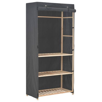 3-Tier Wardrobe Grey Fabric - 79×40×170cm