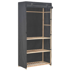 3-Tier Wardrobe Grey Fabric