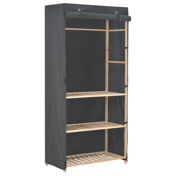  3-Tier Wardrobe Grey Fabric