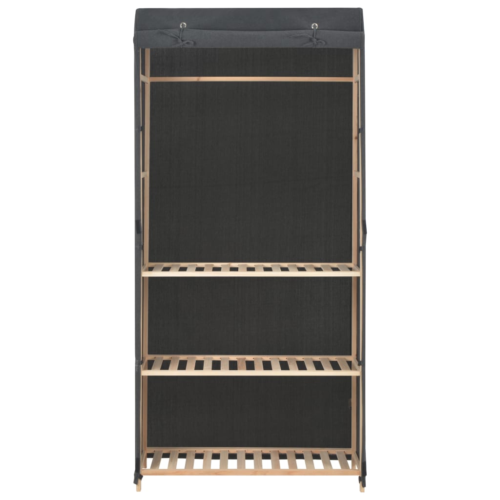 3-Tier Wardrobe Grey Fabric - 79×40×170cm
