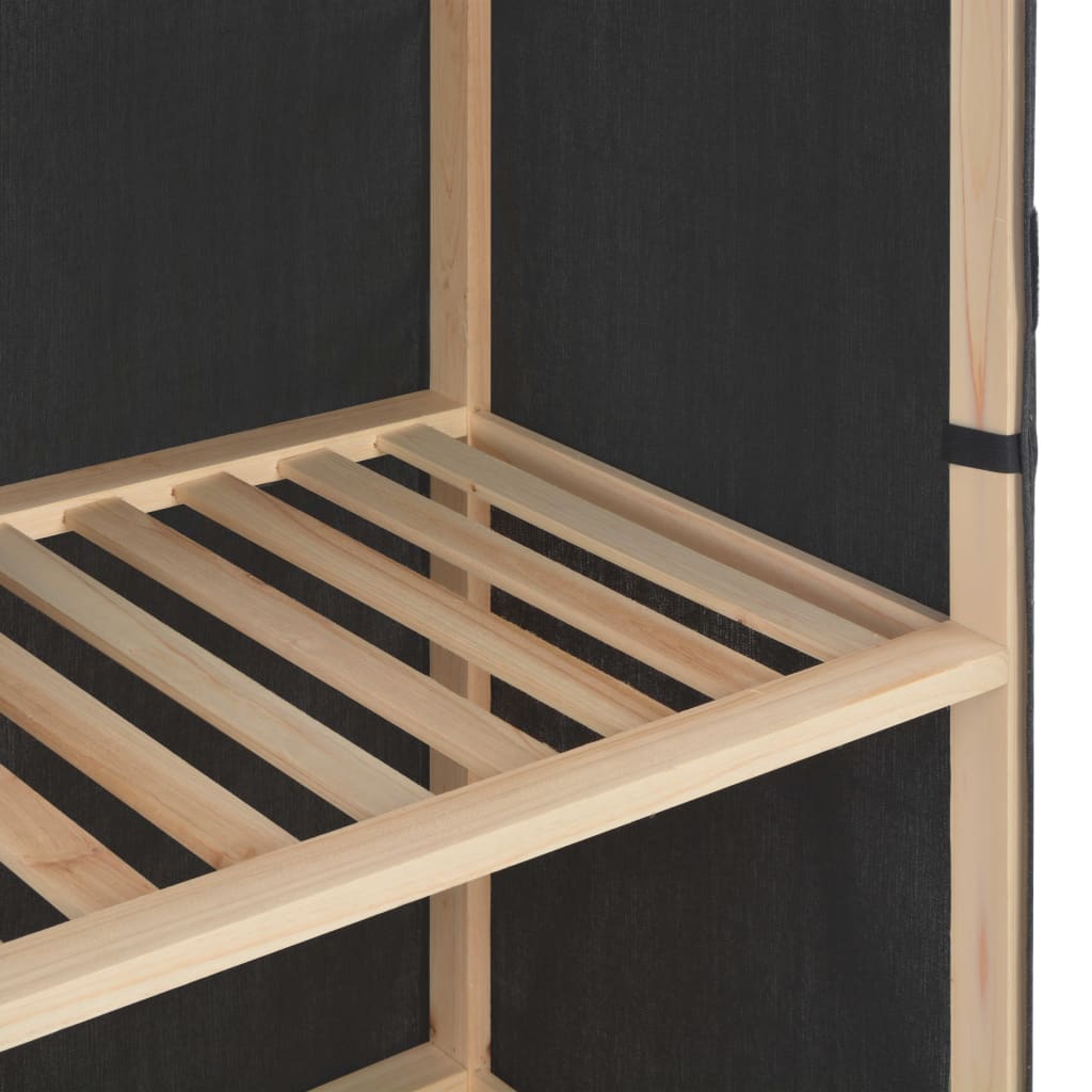 3-Tier Wardrobe Grey Fabric - 79×40×170cm