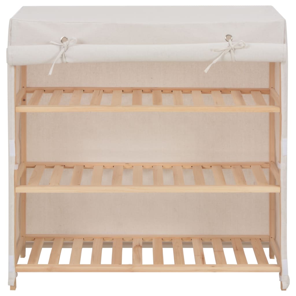 Shoe Cabinet with Cover White Fabric