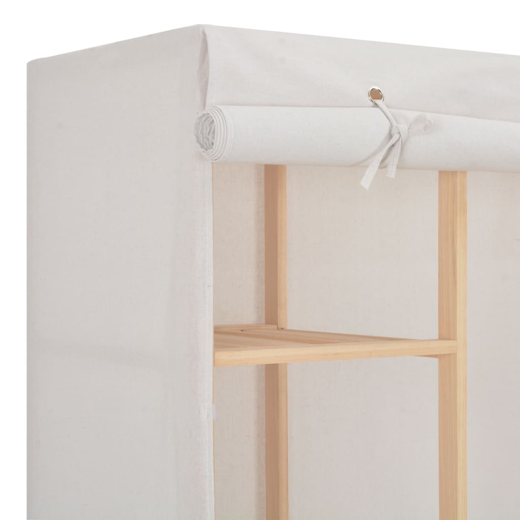 Wardrobe White Fabric Wood Frame