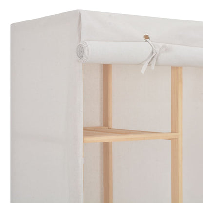 Wardrobe White Fabric Wood Frame